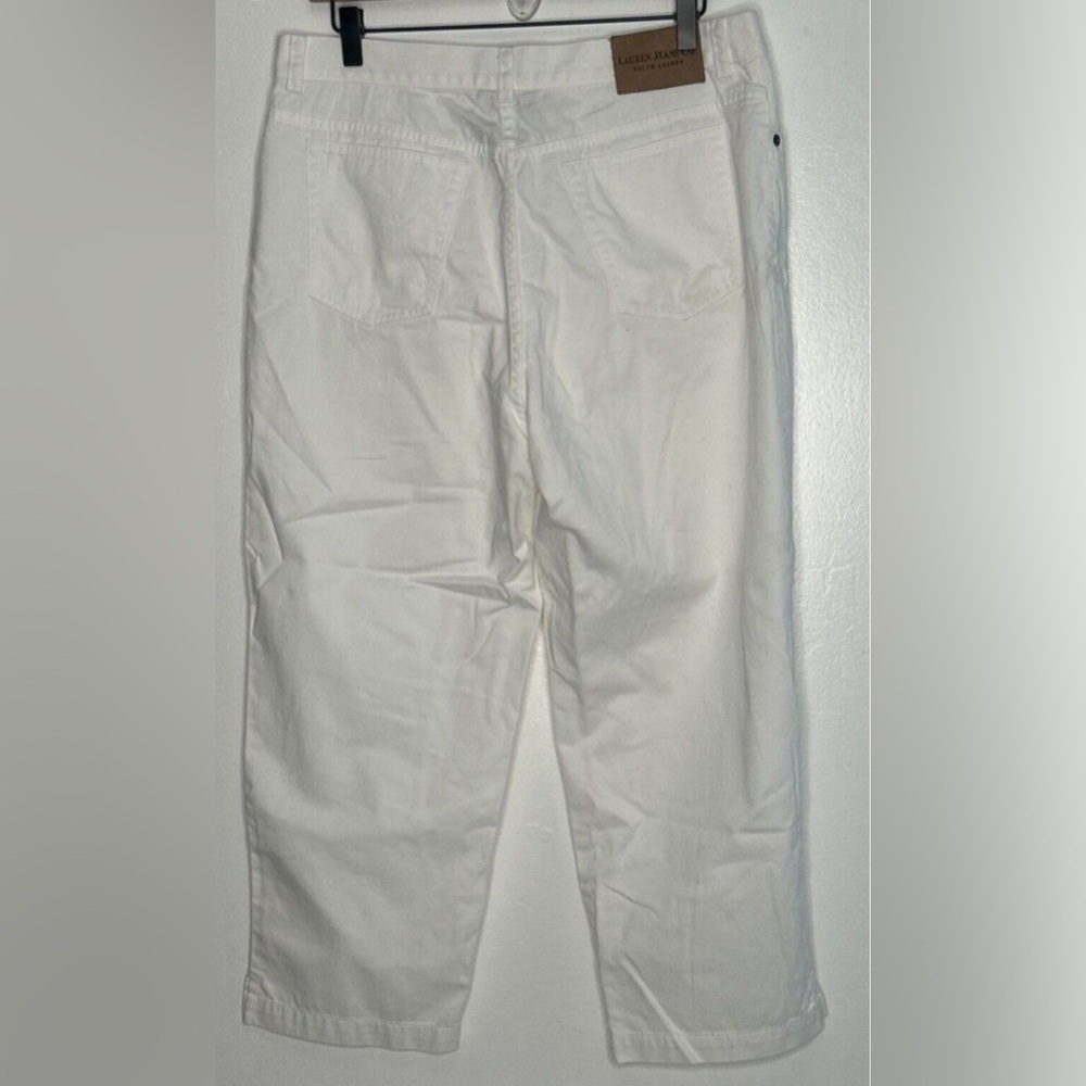 Vintage Ralph Lauren White Cotton Denim Cropped Jeans Co - Size 14